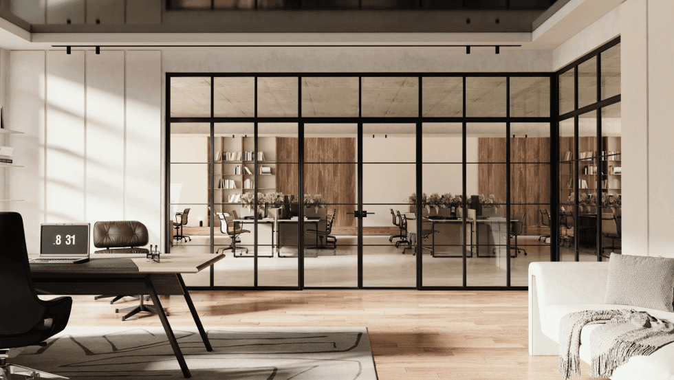 Luxurious Loft: Custom Steel & Glass Partitions | Crystalia Glass Partitions