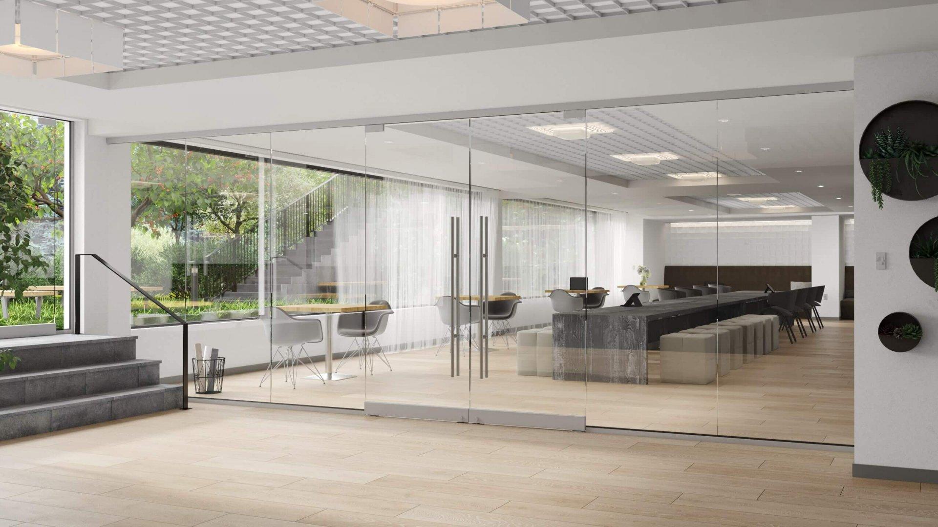 Frameless Glass Partitions & Wall System by Crystalia Glass